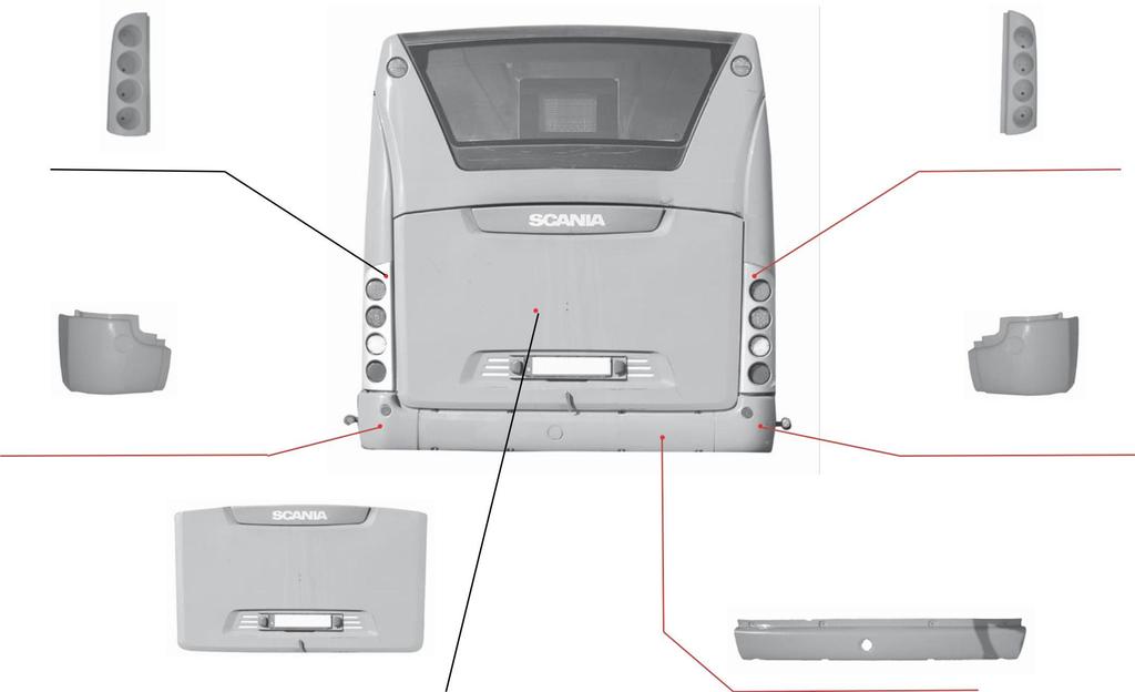 KAROSSERIDETALJER SCANIA OMNILINK Vänster lampsarg bak SOKM-VLB Höger lampsarg bak S O K M - H L B Vänster