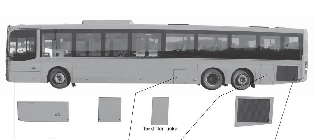 KAROSSERIDETALJER VOLVO 8500 Batterilucka V8500-BL Webasto