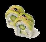 Toppad med avokado rostad lök, drisslad med söt soja.
