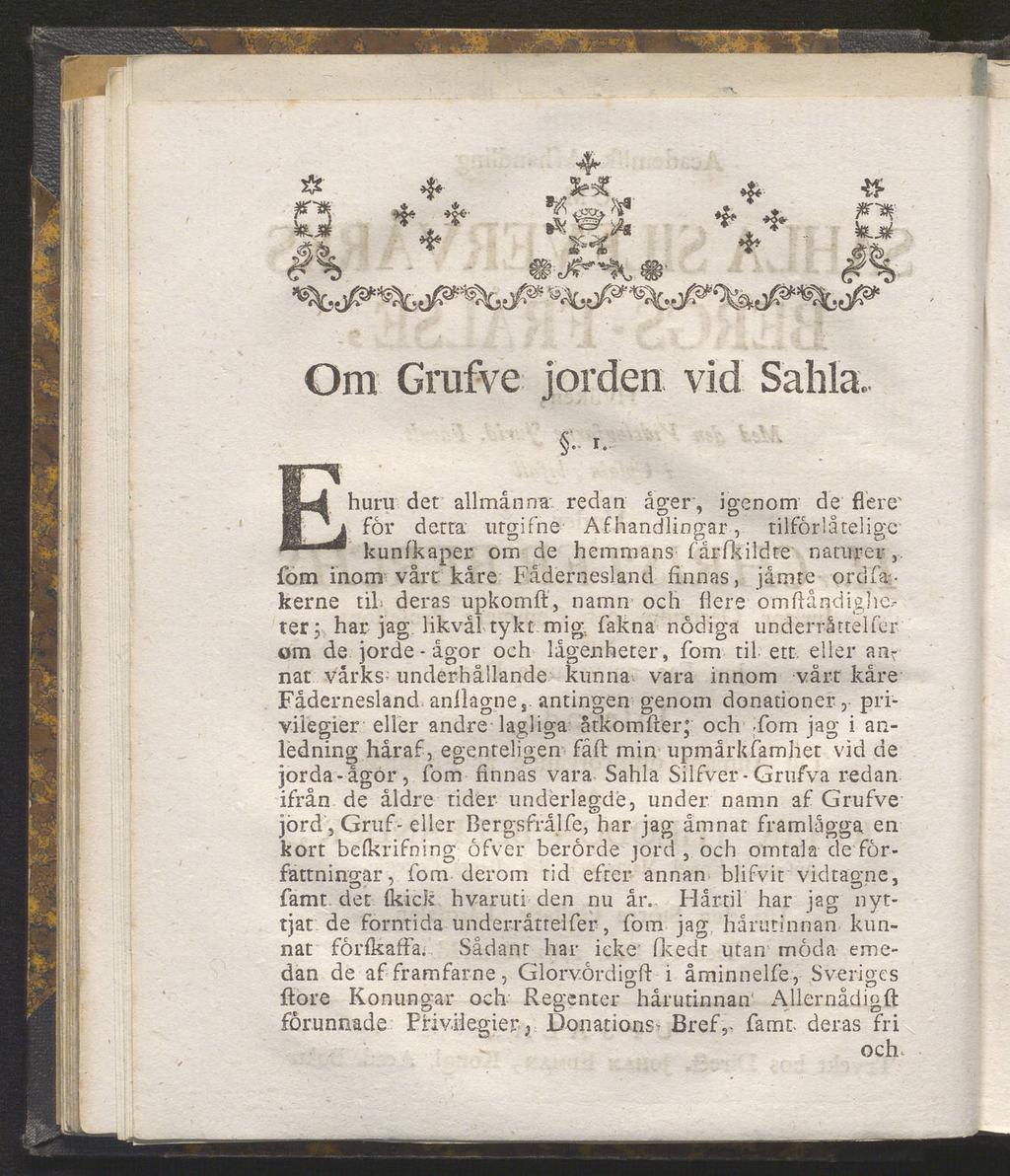 Om Grufve jorden vid Sahla. i.