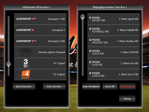 Här finns även en funktion för att direkt hoppa till Sportkanaler eller att visa alla kanaler.