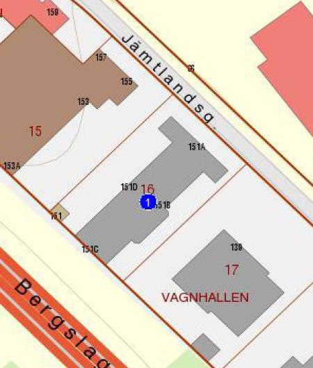bilanknuten). Gatuadresserna är Jämtlandsgatan 151 m.fl. Se kartor i bilagt utdrag ur fastighetsregistret.