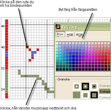 LINJE LINJE-verktyget används för att rita raka linjer i bindemönstret.