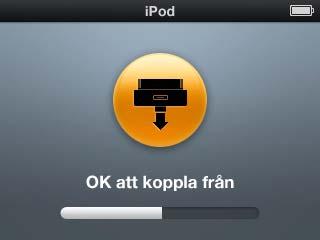 Så här matar du ut ipod classic: m Klicka på utmatningsknappen (C) bredvid ipod classic i listan över enheter i källistan i itunes.