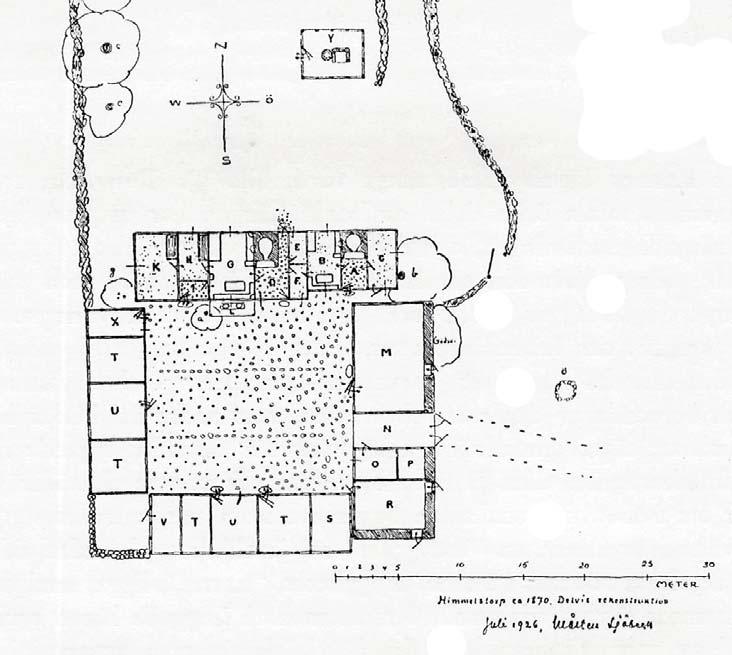Mårten Sjöbecks rekonstruktion över gårdens utseende cirka 1870 visar hur situationsplanen har ändrats ytterligare något i jämförelse med 1831 års karta. Ett nytt stall är uppfört i öster, dvs.