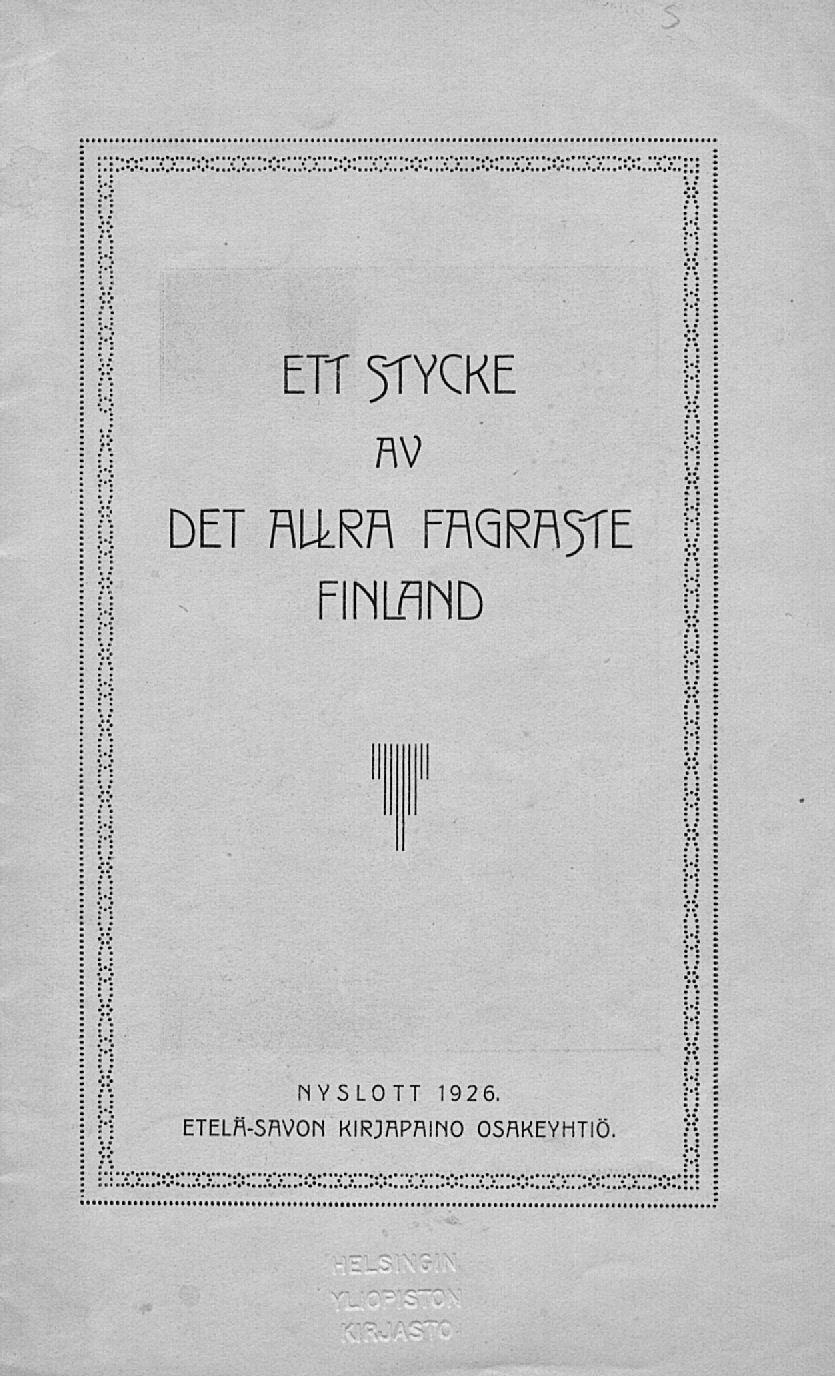 ETT STYCKE RV FRQRRSTE DET RIkRR FINLAND NY