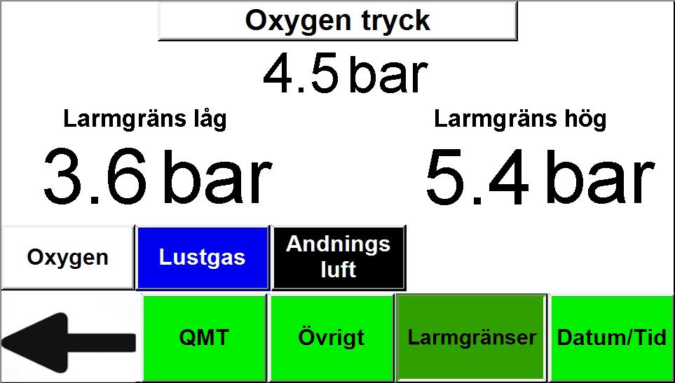 Efter 0 minuter i inställningar skickas man automatiskt till startskärm och övervakning aktiveras igen, ifall man glömt att gå ut ur