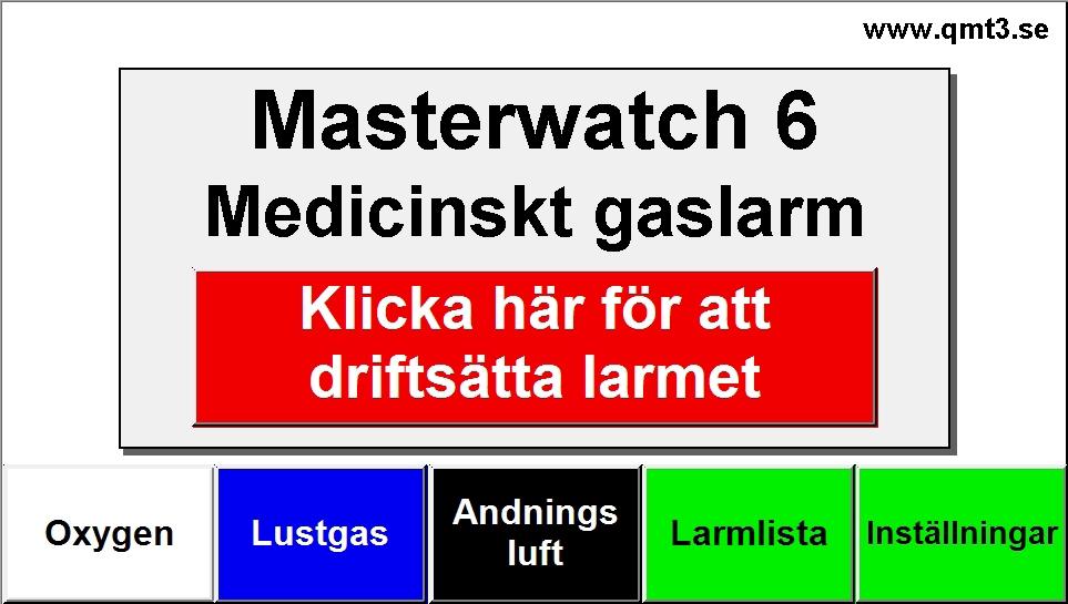 Driftsätta larm Vid leverans är finns en spärr i larmet, under byggnationen om larmet är spänningssatt men det ännu inte finns något gastryck.
