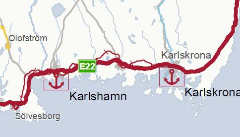 Blekinge län Exempel på trimningsåtgärder Farleden till Karlskrona, förbättrad kapacitet och säkerhet