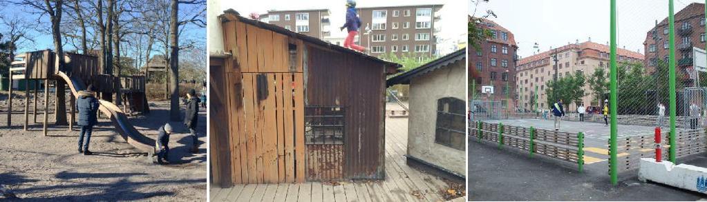Det nns era sätt att enkelt ta sig över bäcken och nå lekplatsen, till exempel via bil-bron som också