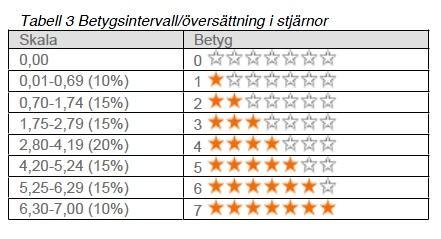 Poängbedömning Företag tilldelas poäng för varje kriterium som undersökningen omfattar.
