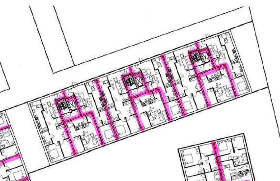 Hus 2 Generellt är lägenheterna i Hus 2 planerade så att ettorna ligger in mot ljuddämpad gård och tvåor och treor har ett rum mot norr (ljudnivå 50 63 dba) och övriga rum mot