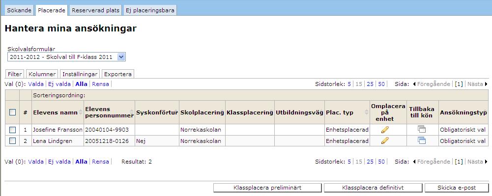 3. Fyll i klass och utbildningsväg.