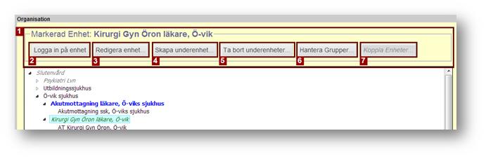 2 Hantera Enheter Funktioner för enhetshantering 1. Verktygsfält Verktygsfältet är det som möjliggör åtgärder på en av de markerade enheterna.
