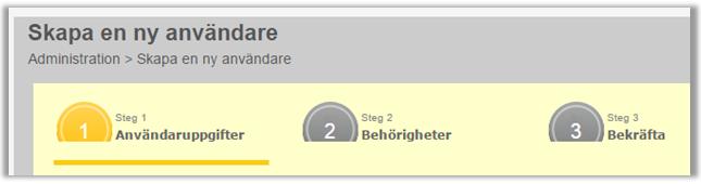 4 Skapa en ny användare/administratör 2.4.1 Steg 1 - Användaruppgifter Inledning Det första steget är att fylla i användaruppgifter.