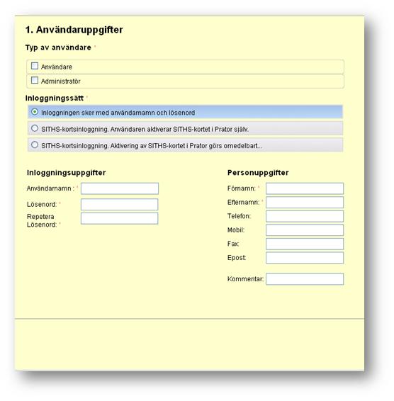 När du väljer en typ av användare så kan du ange en begränsning.