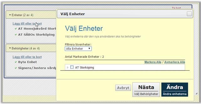 4 Skapa en ny användare/administratör Här får du en överblick av de val som du har gjort. Du kan klicka på pilarna till vänster för att expandera och se behörigheterna.