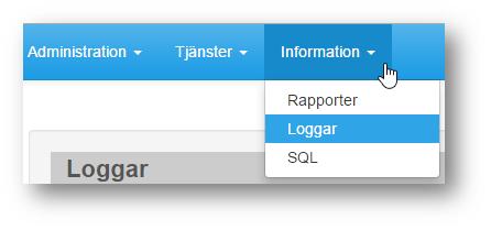4 Information 2 Loggar 4.2 Loggar Inledning Välj menyalternativ Information: Loggar. I administrationsgränssnittet finns en behörighetsstyrd funktion där du kan titta på loggar som finns i Prator.