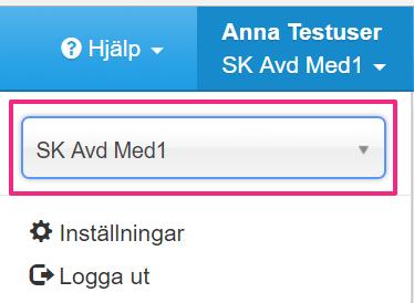 Listan innehåller de enheter som du har behörighet att arbeta på. Den enhet du är inloggad på styr vilka patienter du har tillgång till.