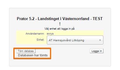 på patientdata. Användare och enheter raderas inte med den här funktionen. Funktionen finns inte tillgänglig i produktionsmiljön.