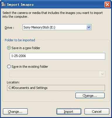 Använda Picture Motion Browser (medföljer) 2 Anslut kameran till datorn med multikabeln. När kameran har identifierats automatiskt visas skärmen [Import Images].