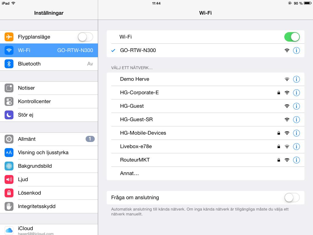 3.2.3 DRIFTSÄTTNING MED WIFI-ANSLUTNING 3.2.3.1 För IOS - På din ipad eller iphone, gå till menyn för WiFi inställningar. - Välj konfigurationsverktygets WiFi-router.