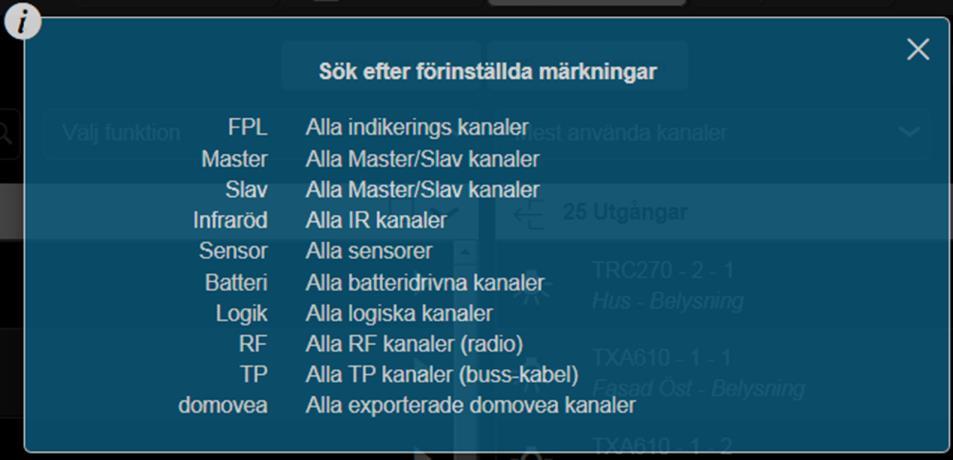 - Klicka på för att visa listan över nyckelord 2:a metoden: Sorteringen sker efter typen av funktion som ställts in.