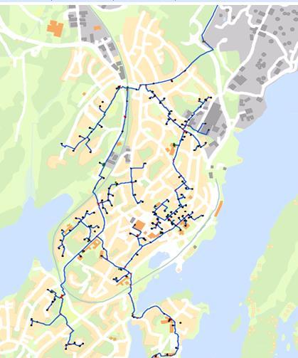 Modernt lågtemperaturnät i Nynäshamn - Ca 150 fjärrvärmecentraler - Ca 60 GWh värme per år - Låg framledningstemperatur