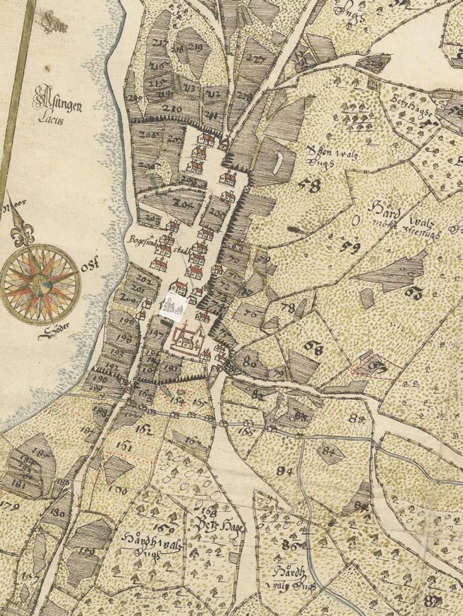 0 100 m Figur 5. Den geometriska jordebokskartan från 1642 redovisar stadens jordar.