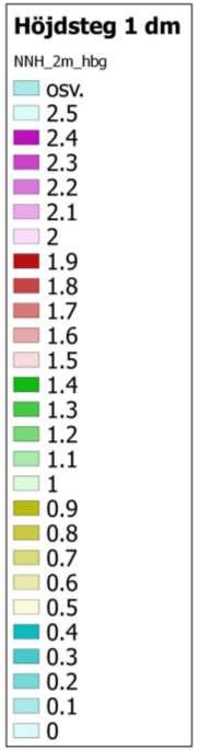 Höjdkartor princip De färgade höjdkartorna bygger på följande princip (se även exemplet till höger): 5 färger 5 nyanser av varje färg varje nyans täcker 1 dm 5 färger * 5 nyanser * 1 dm 2,5 m efter