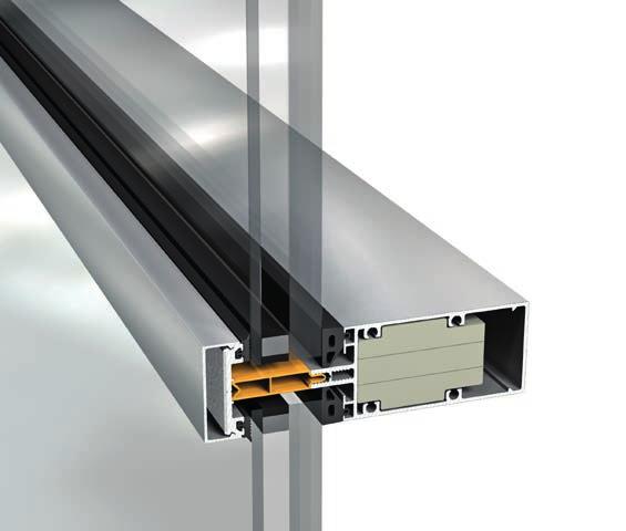 Fasader och invändiga glaspartier Sapa Fasad 410 E 30, EI 1, EI 30 Fasadsystem för exteriöra och interiöra lösningar. Invändiga stomprofiler av aluminium med profilbredd 0 mm.