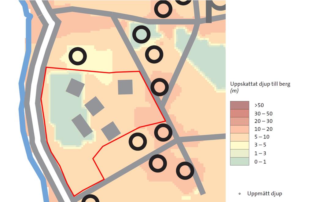 1784 Figur 3-10. Jorddjupskarta från SGU. Röd polygon visar placeringen av planområdet.