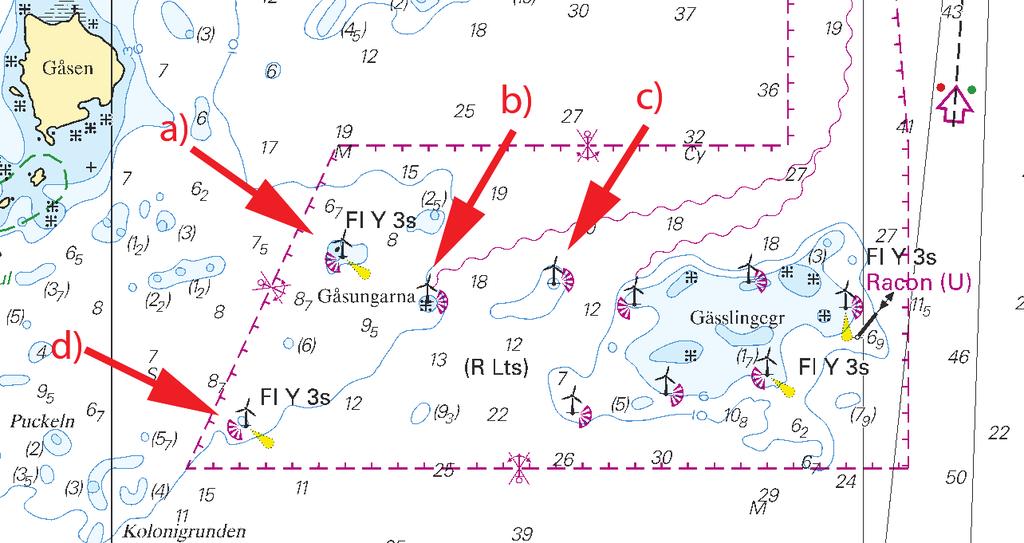 Nr 448 16 * 8626 (T) Sjökort/Chart: 13, 131 Sverige. Vänern och Trollhätte kanal. Värmlandssjön. Inseglingen till Skoghall. Gässlingegrund. Vindkraftverk, byte av växellådor.