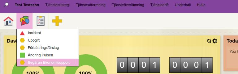 Skapa nytt ärende Håll pekaren över Skapa nytt ärende och klicka på Begäran