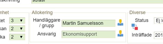 I korthet Flytta ett ärende Sudda ut det som står i fältet Handläggare, skriv in namnet på person