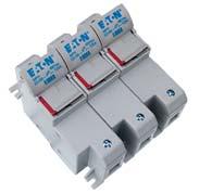 Säkringsfrånskiljare för cylindersäkringar 22x58 mm säkringar Polyester, UL 94V0 IEC 690 V/1000 VDC, UL 700 VAC Kortslutningsström, SCCR IEC: 690 VAC 120 ka, 1000 VDC: 50 ka, UL: 200 ka
