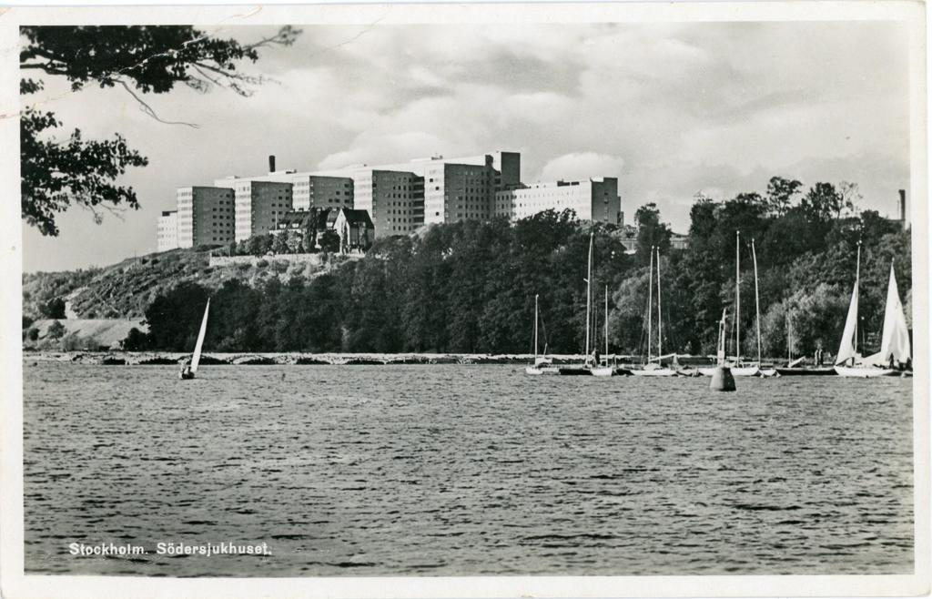 Skrivet och stämplat (plundrat): Stockholm 1 1944-05-10; Svenska Pressbyrån 70404 Att bygga Södersjukhuset var ett omfattande arbete, rummen utformades i nära samarbete med vårdpersonal.