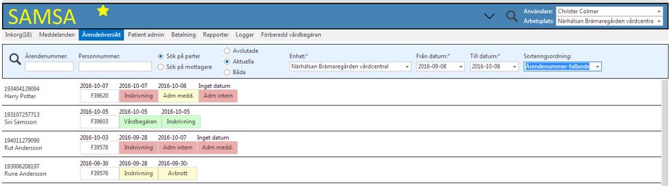 Klicka på ett meddelande för att komma direkt in i meddelandet Färgen på