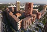 Två 23-våningshus Men det är inte det enda höghuset som planeras i området. Det ska även bli två 23-våningshus i det gamla industriområdet. De här blir ett nytt landmärke.