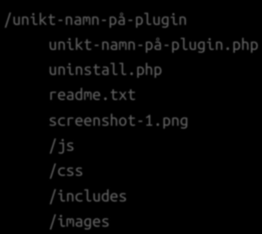 Organisera och strukturera dina filer! /unikt-namn-på-plugin unikt-namn-på-plugin.