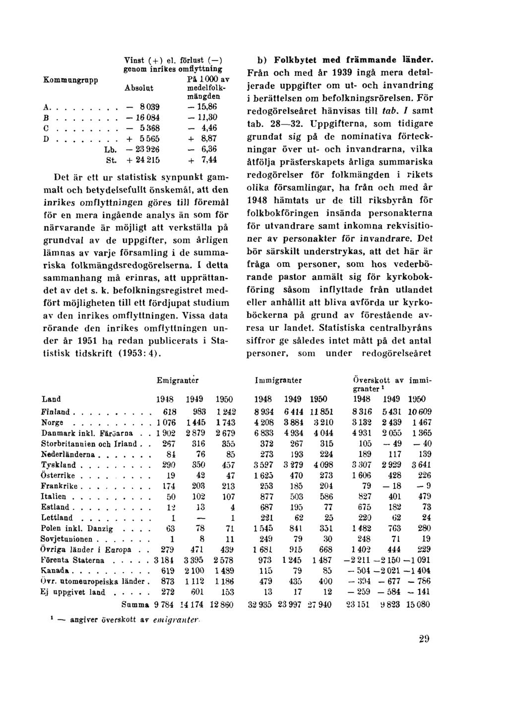Det är ett ur statistisk synpunkt gammalt och betydelsefullt önskemål, att den inrikes omflyttningen göres till föremål för en mera ingående analys än som för närvarande är möjligt att verkställa på