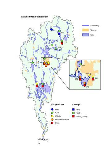 2009-2011) är statusen otillfredsställande för både Norra och Södra Bergundasjön samt för Trummen, och måttlig för Växjösjön.