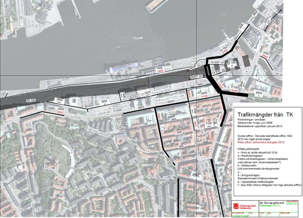 Figur: Trafikmängder per dygn 2013, uppmätta värden.