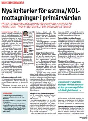 Nya kriterier för astma/kol-mottagningar