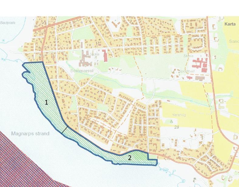 avseende på den geografiska omfattningen på naturreservatet Magnarps Strandmarker då det beskrivs olika på Kommunens hemsida; i skötselplanen