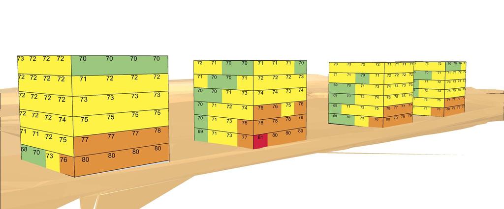 Elevation in m in m 24 < 28 < 32 < 36 < 40 < 44 < 48 < 52 < 56 < 60 < 64 < 68 < Vy från sydväst 1 2 4 3 Nordmarksvägen Elev <= 24 24< <= 28 28< <= 32 32< <= 36 36< <=