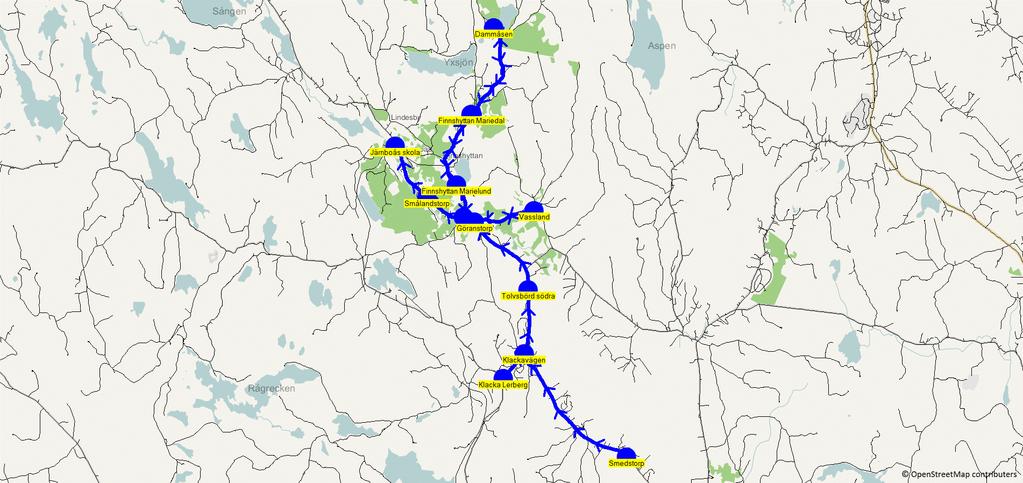 2018-08-15 16:57:20 Karta för Tur 1100 M - F Fordon 34 ÖREBRO TAXI JBS 1 1100 7.10 7.