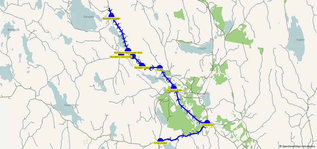 2018-08-15 16:57:26 Karta för Tur 1110 M - F Fordon 35 ÖREBRO TAXI JBS 2 1110 7.15 7.