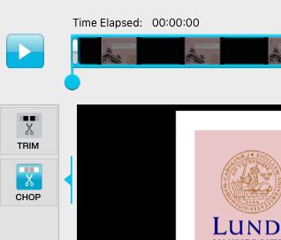 Bild 1-19 Trim Chop Kom ihåg att spara (Apply) När du är klar väljer du Done Nu hittar du filmen i Mina Media. OBS! Det kan ta ganska lång tid innan du ser filmen på Min Media i Moodle.