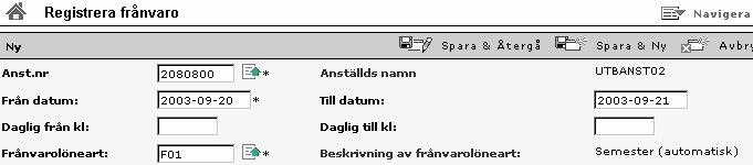 Rapportera frånvaro Rapporteras från exv ledighetsansökan som den anställde fått beviljad via ledighetsansökan (blankett). OBS! Om tid redan automatstämplats måste stämplingen tas bort. 1.